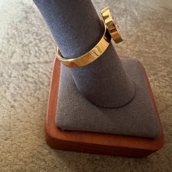 Rustic Cuff Gold and White Ring - Picture 4 of 7